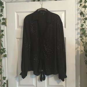 White House Black Market button up blouse with rhinestones